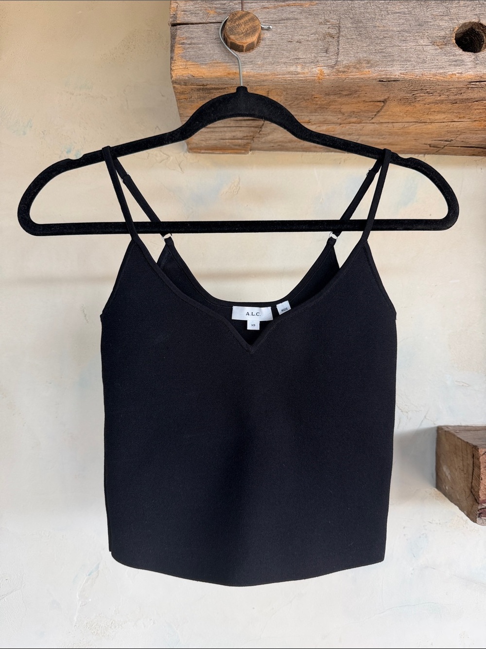 A.L.C. Black Double-Strap V-Neck Tank Top